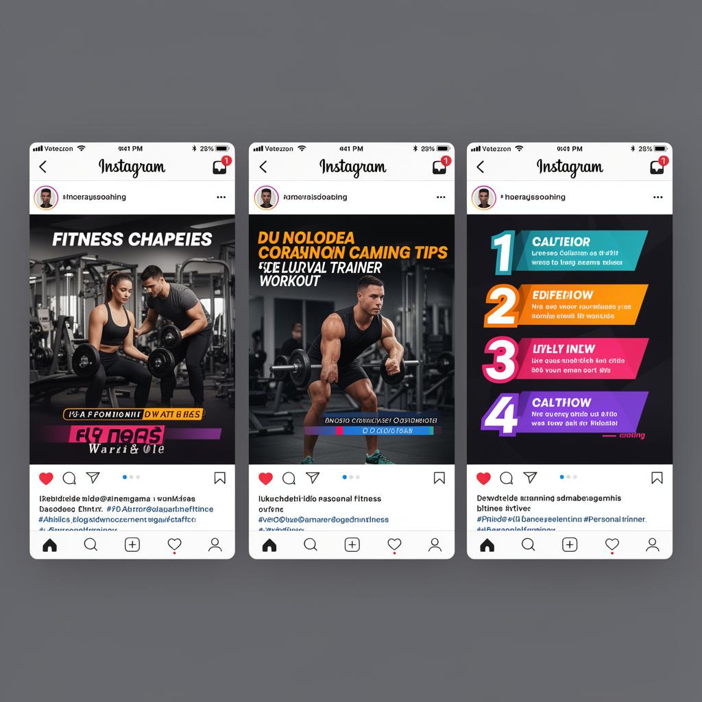 Carrossel educativo com dicas de treino para personal trainer.